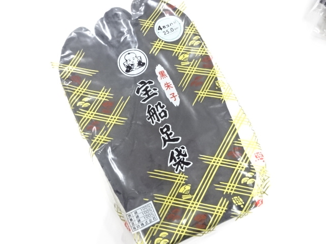 JAPANESE KIMONO / UNUSED BLACK TABI SOCKS (25 cm/4 clasps) / BY FUKUSKE